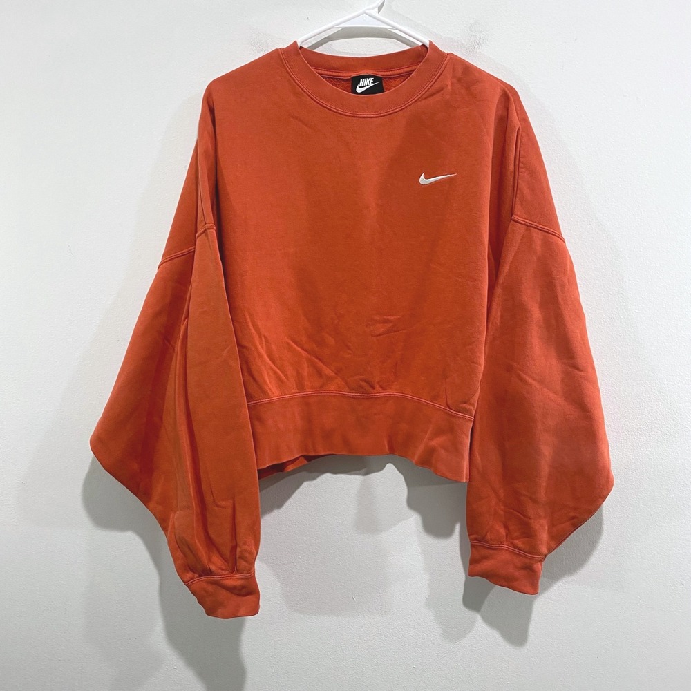 Nike Women's Orange Cropped Crewneck Sweatshirt